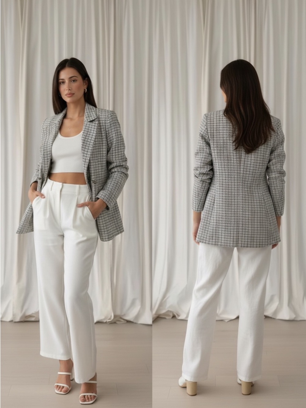 Vigoss White and black tweed jacket size large